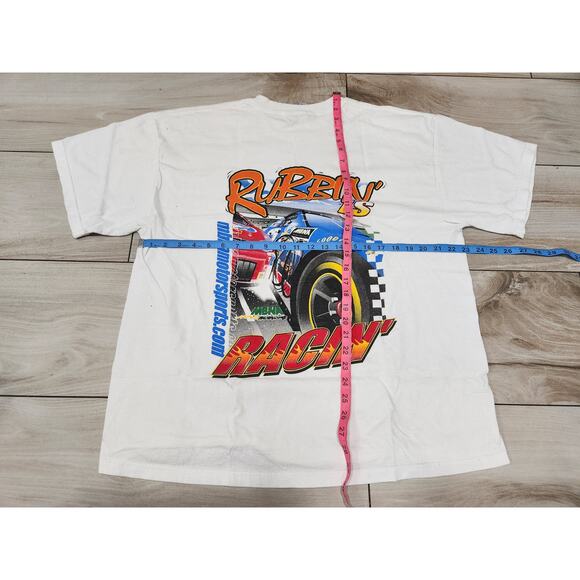 Vtg MBNA Motorsports Racing On The Edge Graphic T-Shirt XL Rubbin' is Racin' - Picture 4 of 4